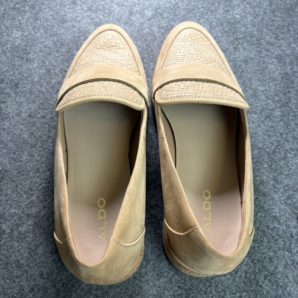 ALDO Calixta Women's‎ Beige Suede Leather Cork Platform Loafers - Picture 5 of 7